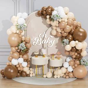 lot 4504 image: Brown Balloon Arch Kit 156 Pcs Brown Nude Tan White Balloon Garland Kit