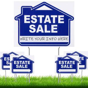 lot 5886 image: Chunful 5 Pack Estate Sale Signs Set with Stakes 16 x 12 Inch Double Sided Large Directional Arrows Signs Estate Sale Supplies