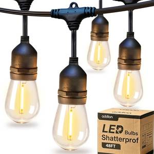 lot 5890 image: addlon LED Outdoor String Lights 48FT Edison Vintage Weatherproof ETL