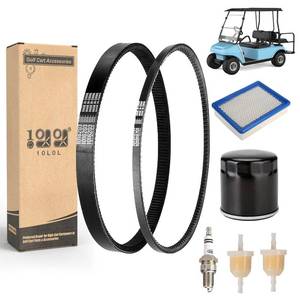 lot 5896 image: 10L0L Golf Cart Tune Up Kit for 1992-2004 Club Car DS Gas FE290FE350 Kawasaki with Drive Belt, Starter Generator Belt, AirOilFuel Filters & Spark Plug - OEM 10154261016203101916701