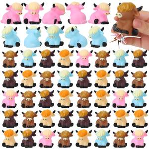lot 5898 image: Guiqulai 50 Pcs Highland Cow Rubber Figurines Mini Rubber Cows