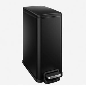 lot 5906 image: Veelesa Slim Bathroom Trash Can with Lid Soft Close, 2.6 Gallon Stainless Steel Garbage Can with Removable Inner Bucket, Durable Step Pedal, Small Trash Bins for Toilet, Bedroom, Kitchen, Office