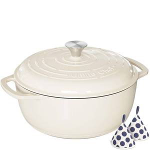 lot 5919 image: Umite Chef 6QT Enameled Cast Iron Dutch Oven with Lid, Versatile Heavy-Duty Cookware Pot for Baking Bread, Braising, Soups & Stews, Oven & Stovetop Safe with Heat Resistant Gloves��Cream White��