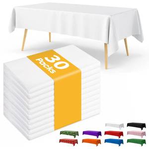 lot 5927 image: Niuara White Plastic Table Cloth - 30 Pack 54 � 108 Rectangle Disposable Tablecloths for 6FT Tables, Waterproof Table Cover for Party, Holiday & Gathering Use