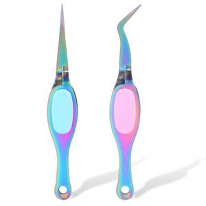 lot 6286 image: Ymapinc 2PCS Stainless Steel Precision Tweezers, Curved & Straight Tips