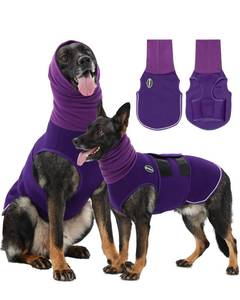 lot 6298 image: Meifsou Dog Anxiety Vest with Hood, Skin-Friendly Thunder Jacket for Dogs, 2-in-1 Dog Calming Shirt with Hood for Thunder, Fireworks, Separation - Keep Pet Calm Without Medicine, Dark Purple, Small