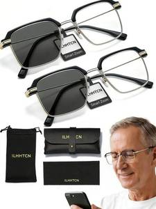 lot 6301 image: ILHHTCN Frameless Smart Zoom Reading Glasses for Men & Women, Auto Focus Distance Near Progressive Multi-focus HD Vision(Golden,2pcs)