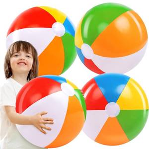 lot 6303 image: JOYIN 4-Pack 20 Beach Balls - Large Rainbow Beach Ball Inflatable Pool Toys for Party Supplies Decorations, Adults Kids Birthday Luau Summer Beach Water Games Beachball Party Favors