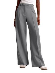 lot 6306 image: NIMIN Women Wide Leg Pants High Waisted Fashion Trendy Dressy Work Trousers Business Casual Pants with Pockets Grey