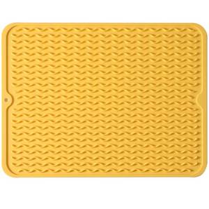 lot 6311 image: MicoYang Silicone Dish Drying Mat �� Quick-Dry Ridges Counter & Sink Pad, Heat-Resistant Trivet to 450°F, Non-Slip & Dishwasher Safe, Roll-Up Storage, 18 Colors & 9 Sizes (Yellow, 16�12)