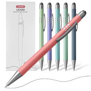 lot 6313 image: ZenInk Morandi Gel Pens, 6 Pack Black Ink Pens, Premium Aesthetic Retractable Pens with Stylus,0.5mm Fine Tips, Quick-Drying Ink for Smooth Writing, for Journaling, School, Office, Teachers, Gifts