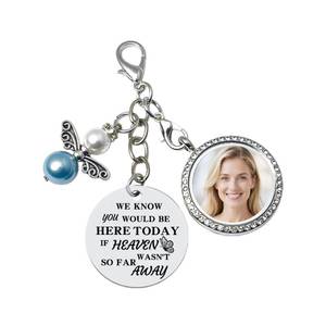 lot 6315 image: Dorla Cool Memorial Wedding Bouquet Locket Charm DIY Photo Frame Guardian Angel Something Blue for Bride to be Bridal Gift On Wedding Day Remembrance Gifts
