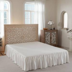 lot 6316 image: Bed Skirt Full Size Ruffled Bed Skirt with Split Corners, 14 Inch Drop Dust Ruffle Bed Skirts with Platform, Rayon Derived from Bamboo, Breathable & Soft, White