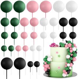 lot 6322 image: ASTARON 32 Pcs Ball Cake Topper Decorations Mini Balloons Birthday Cake Toppers Foam Balls Sticks Witch Themed Party Decorations Witch Party Cake Picks Decorations (Pink Green Black)