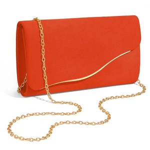 lot 6326 image: XquiziFit Clutch Purses for Women Formal Evening Clutch with Detachable Chain Faux Suede Purse for Wedding Party Orange