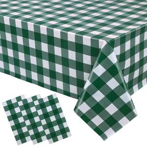 lot 6328 image: SAJOO 3 Packs Green Gingham Tablecloth 54 x 108 Inch Rectangular Checkered Plastic Table Cloth Disposable Waterproof Plaid Table Covers for Birthday Party Picnic