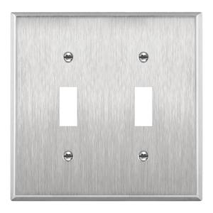 lot 6342 image: ENERLITES Toggle Light Switch Stainless Steel Wall Plate, Metal Plate Corrosive Resistant Cover for Rotary Dimmers Lights, Size 2-Gang 4.50 x 4.57, 7712, 430 Stainless Steel, UL Listed, Silver