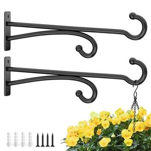 lot 6345 image: 15 Plant Hooks for Hanging Baskets - Heavy Duty Metal Plant Hangers for Indoor & Outdoor Use, Wall Mount Brackets for Hanging Plants, Planters, Bird Feeders, Wind Chimes, Bird Houses - Black, 2 Pack