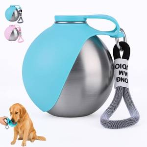 lot 6347 image: 2 in 1 Portable Tumbler for Dogs,Portable Dog Water Ball,10Oz Stainless Steel Dog Water Bottle with Silicone Foldable Bowl, Leak-Proof 2 in 1 Portable Small Dog Water Bottle for Walking