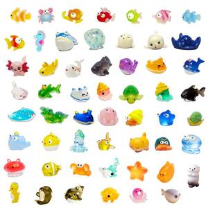 lot 6356 image: 55pcs Mini Ocean Resin Animals Plastic Animals Marine Miniature Aquarium Ornaments Decorations for DIY Fish Tank Potted Micro Fairy Garden Dollhouse (56PCS Marine Animal Set)