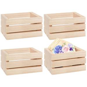lot 6372 image: 4 Pack Mini Rustic Wooden Crates, Decorative Wood Crates Unfinished Wood Box, Crate Box Wooden Storage Box for Kitchen, Office, Bedroom, Closet, Rustic Country Decor