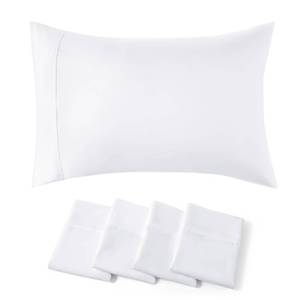 lot 6381 image: Bedsure Pillow Cases Standard Size Set of 4 - White Brushed Microfiber Pillowcases 4 Pack, Super Soft and Cozy Pillow Case Covers with Envelope Closure for Kids, Wrinkle, Fade Resistant, 20x26 Inches