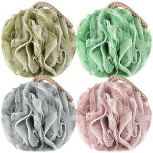 lot 6382 image: Loofah Sponge Pack of 4, Deep Cleansing Body Scrubber for Shower, Exfoliating Bath Sponge with Handle for Women and Men (001, 50g)