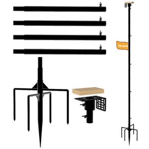lot 7703 image: PirateAnt Smart Bird Feeder Pole,79 Inches Tall Bird House Poles for Outdoors,1-Inch Diameter Thickened Heavy-Duty Pole for Bird Feeder,Adjustable Bird Feeder Stand, Slip-Fit Connection.Matte Black