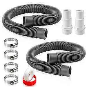 lot 7718 image: 1.5 Heavy Duty Pool Filter Pump Hose Replacement Kit for Above Ground Pools, UV-Resistant Flexible Vacuum Hose with 1.251.5 Adapters & Stainless Clamps, Fits For IntexColeman Pumps (2-Pack, 3ft)