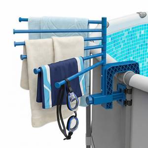 lot 7719 image: Aquajoyer Poolside Pool Towel Rack Outdoor for Above Ground Round Pools, Stainless Steel Swivel Pool Towel Holder 6 Bars Towel Dying Rack Towel Stand for Above Ground Pool Accessories Patent Pending