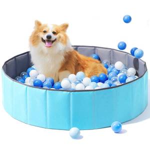 lot 7720 image: Hikiddy Foldable Ball Pit for Dog, 31.5In Baby Ball Pit, Round, Light Blue