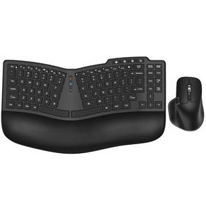 lot 7728 image: Ergonomic Wireless Keyboard Mouse, Wave Key Bluetooth2.4G Split Design Ergo Keyboard Mouse Combo with Cushioned Palm Rest, Multi-Device, Rechargeable, for Multi-OS, WindowsMacAndroid
