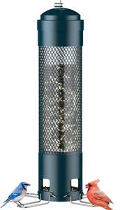lot 7730 image: LCSEVEN Bird Feeders for Outdoors Squirrel Proof with Weight-Activated Perches, Hanging Bird Feeder for Outside, Metal Feeder for Wild Cardinal, Finch, Blue Jay, Chickadee, 3LB Seed Capacity, Green