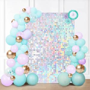 lot 7736 image: Shimmer Wall Panel Sequin Backdrop Panels 12 Packs-Iridescent Silver