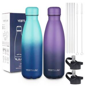 lot 7747 image: Insulated Water Bottle, 2 Pack-12oz Stainless Steel Water Bottles with straw lid, Metal Sports Water Bottles for Boys,Girls, Double Wall Vacuum BPA-Free Flask for Sports (Purple Ocean)