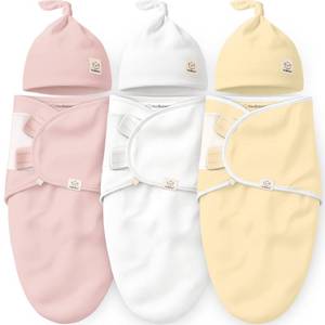 lot 8173 image: 3pk Organic Swaddles for Newborns Girls, Boys & Hats (Daffodil, 0-3M)