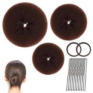 lot 8184 image: Hair Donuts for Buns Hair Donut Hair Bun Donut Donut Hair Bun Maker Set with Elastic Hair Ties and Pinsfor Women Ballet Gymnastics Bun Making Large Medium Small Only 2