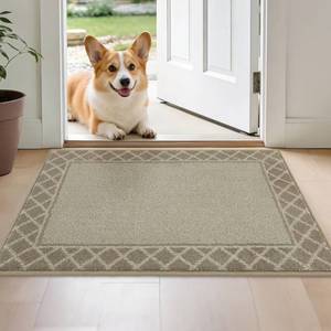 lot 8188 image: BEQHAUSE Door Mat Indoor Entrance Dirt Trapper, 24 x 36, Beige