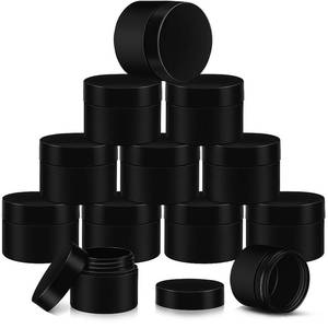 lot 8200 image: SATINIOR 12 Pack 1 oz Plastic Container Jars with Lids Round Clear Travel Cosmetic Container Slime Jar for Toiletries, Lotion, Cream, Ointment, Makeup, Rhinestone, Sample, Kitchen Storage(Pure Black)
