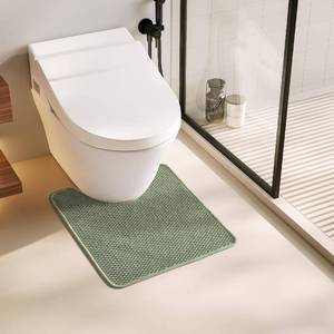 lot 8201 image: TYUU Toilet Rug, Thin Toilet Rugs U Shaped Washable Non Slip Absorbent Quick Dry Low Pile Toilet Mat, Sage Green 20x24 U Shape