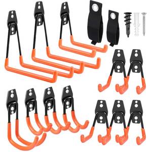 lot 8202 image: Garage Hooks Heavy Duty 14 Pack, Steel Garage Storage Hooks, Tool Hangers for Garage Wall Utility Wall Mount Garage Hooks and Hangers with Anti-slip Coating for Garden Tools, Ladders, Bulky Items