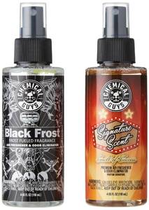 lot 8224 image: Chemical Guys AIR_302_04 Black Frost Scent and Signature Scent Combo Pack, Great for Cars, Trucks, SUVs, RVs, Home, Office & More (2-4 fl oz Items)
