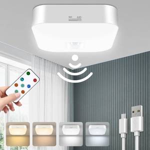lot 8257 image: Rechargeable Motion Sensor Ceiling Light with Remote, Wireless, 3000K-6000K
