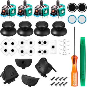 lot 8266 image: Controller Thumbsticks Replacement Pads Compatible with PS4 Includes L1 R1 L2 R2 Triggers Springs and Conductive Rubber Pad Button Repair Replacement Parts
