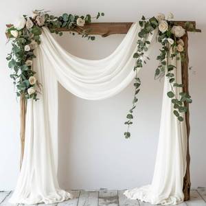 lot 8278 image: Wokceer Ivory Wedding Arch Draping Fabric Backdrop Drapes Sheer 28.7x 20FT