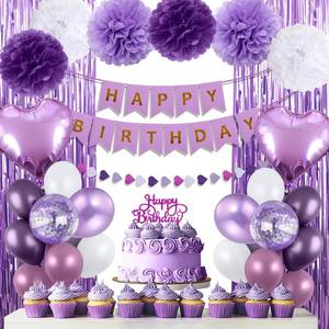 lot 8288 image: Purple Happy Birthday Party Decorations for Women Girls