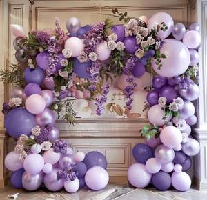 lot 8305 image: Purple Balloon Garland Kit - Double Stuffed Dark Purple Lavender Balloon Arch Latex Pearl Lilac Color for Baby Shower Birthday Butterfly Wedding Fairy Floral Wild Flower Party Decor