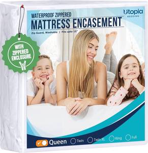 lot 8311 image: Utopia Bedding Queen Size Mattress Protector Zippered, 100% Waterproof