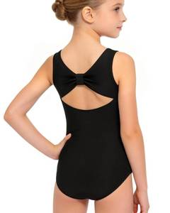 lot 8313 image: iMucci Leotards for Girls Ballet Dance Leotard Black Sleeveless Gymnastics Leotards Toddler Ballet Outfit Tank Top Kids Bodysuit with Bow Back 6-8Y
