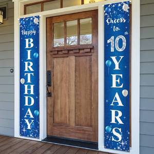lot 8322 image: Happy 80th Birthday Yard Sign Door Banner - Cheers to 80 Years Birthday Party Decorations Supplies for Men Women - Blue